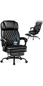 WAILOR Gaming Chair with Pocket Spring Cushion, Video Game Computer Chair with Footrest for Adults, High Back Gamer Leather Chair with Headrest and Lumbar Support for Office Gaming 300LBS