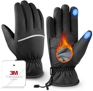 krosa Winter Gloves Men Women Made with 3M Insulation & Plush Lining, -15°F Windproof & Water-Resistant Snow Gloves for Cold Weather, Ski Glove with Reflective Strips & Touchscreen Fingers for Running