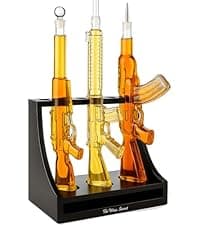 Gifts for Men Dad, 10.1 Oz Whiskey Gun Decanter Set + 2 Bullet Glasses - Unique Birthday Pistol Gift Ideas Daughter Son, Personalized Liquor Dispenser - Scotch Bourbon Vodka, Him, Brother Husband
