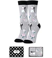 HAPPYPOP Wedding Gifts for Groom - Black Tuxedo Socks for Groom, I Do What She Says Engagement Socks
