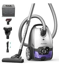 Aspiron Canister Vacuum, Upgraded 1600W Bagless Canister Vacuum Cleaner, Auto Cord Rewind, H13 HEPA Filter, 4Qt Large Capacity, 5 Tools for Hard Floors, Carpet, Pet, Upholstery, Tiles, Sapphire