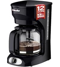 Mueller 12-Cup Drip Coffee Maker - Borosilicate Carafe, Auto-Off, Reusable Filter, Anti-Drip, Keep-Warm Function, Clear Water Level Window Coffee Machine, Kitchen Essentials & Accessories