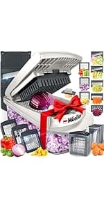 Mueller Pro-Series 10-in-1, 8 Blade Vegetable Chopper, Mandoline Slicer, Food Chopper with Container, Fruit Slicer, Kitchen Gadgets & Accessories, Home Essentials