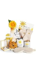 Gift Baskets for Women, 10pcs Unique Birthday Gifts for Women, Best Friend Birthday Xmas Gifts, Get Well Soon Gift Basket Sending Sunshine Cheer Up Box for Sister Friendship - BRIGHTEN UP HER DAY!