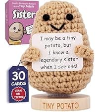 Funny Friendship Gifts for Women Men - Sassy Tiny Crochet Potato with 30 Uplifting Hilarious Cards for Friends, Bestie, BFF, Bestfriend, Coworkers - Best Friend Birthday Present Idea for Women, Her