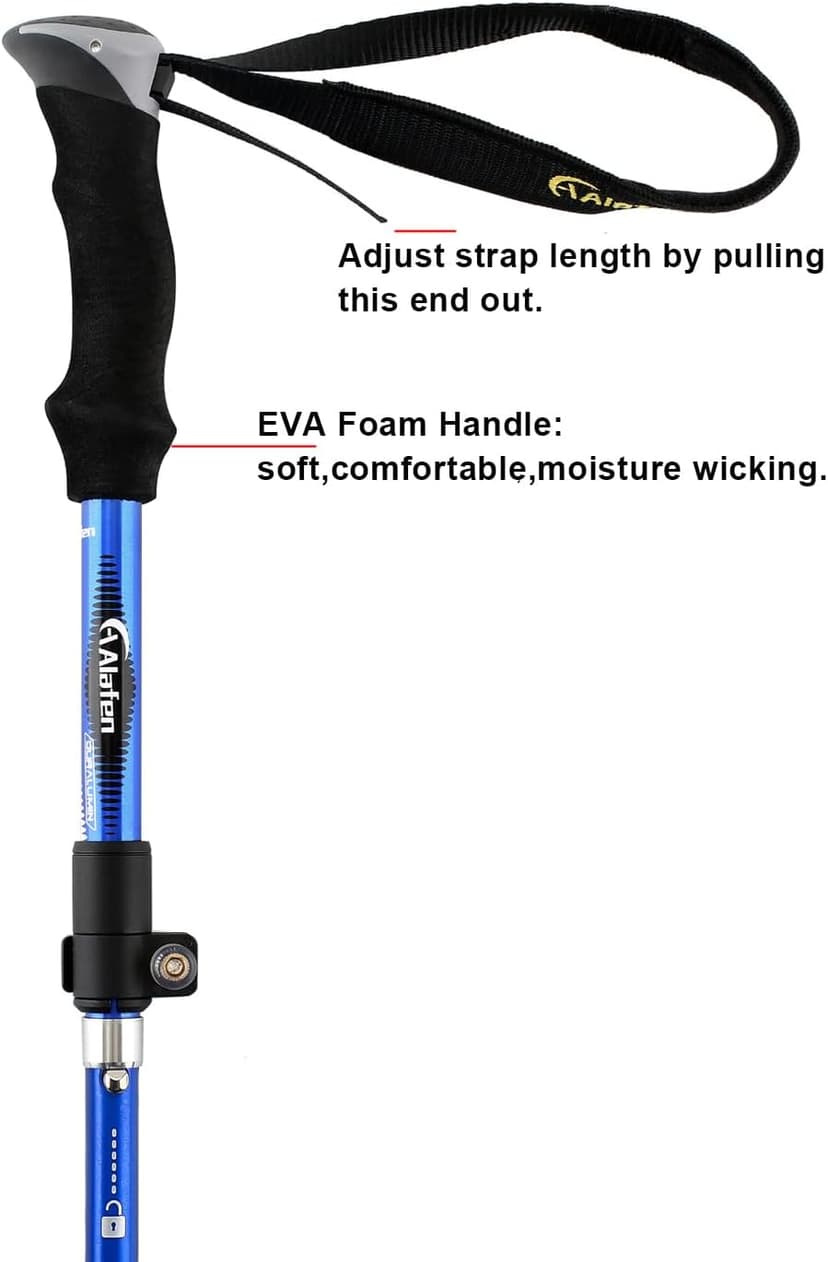 A ALAFEN Aluminum Collapsible Ultralight Travel Trekking Hiking Pole for Men and Women (Fits 5'3" - 6'2")