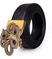 Dubulle Designer Ratchet Belt for Men Leather Fashion Adjustable Automatic Buckle Sliding Removable Dress Casual