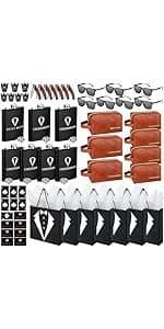 60Pcs Groomsmen Gifts Set of 6, Groomsmen Proposal Box with Flasks Sunglasses PU Leather Toiletry Bag Bottle Opener for Wedding Groomsman Best Man Gift