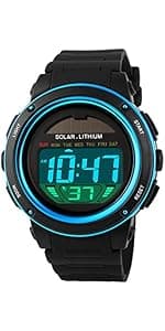 MASTOP Solar Watch Neutral LED Digital Watch Military Waterproof Sports Watch Black