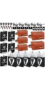 60Pcs Groomsmen Gifts Set of 6, Groomsmen Proposal Box with Flasks Sunglasses PU Leather Toiletry Bag Bottle Opener for Wedding Groomsman Best Man Gift