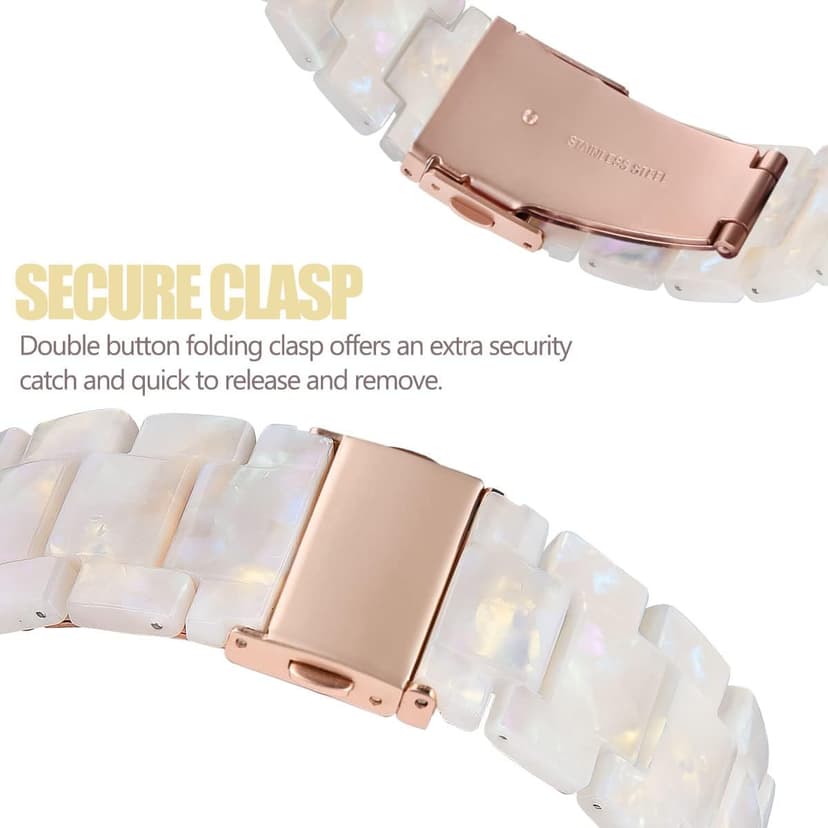 V-MORO Resin Band Compatible with Apple Watch Series 7/8/9/10/11 41/40/38/42mm, Women Fashion Strap for iWatch Series 6/5/4/3/2/1/SE, Lightweight Bracelet Wristband Replacement, Ivory White-Rose Gold