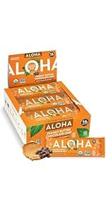ALOHA Organic Plant Based Protein Bars |Peanut Butter Chocolate Chip | 1.98 Oz (Pack of 12) | Vegan, Low Sugar, Gluten Free, Paleo, Low Carb, Non-GMO, Stevia Free, Soy Free, No Sugar Alcohols