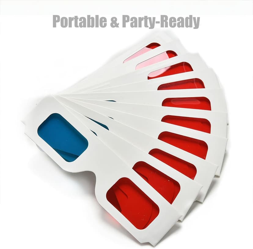 3D Glasses for Movies Red/Cyan Cardboard 3D Glasses in White Frame Anaglyph Cardboard for Movies