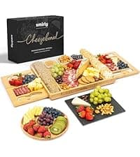 SMIRLY Charcuterie Board Set - Large Bamboo Cheese Board for Serving - House Warming Gifts New Home, Wedding & Bridal Shower Gift, Birthday Gift for Women