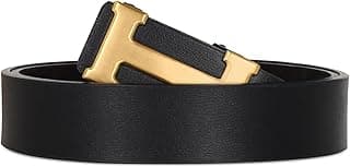 Aurolran Men&Womens Leather Dress Belt Business Automatic Buckle Belt Color-Black Silver Gold