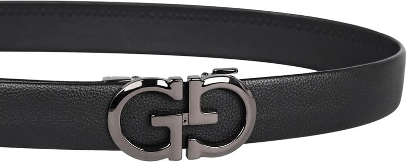 Aurolran Men&Womens Leather Dress Belt Business Automatic Buckle Belt Color-Black Silver Gold