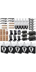 60Pcs Groomsmen Gifts Groomsmen Proposal Box with Shot Glasses Socks Sunglasses PU Leather Toiletry Bag Bottle Opener Can Cooler Groomsman Gifts for Wedding Groomsmen Best Man Gift (60, Brown)
