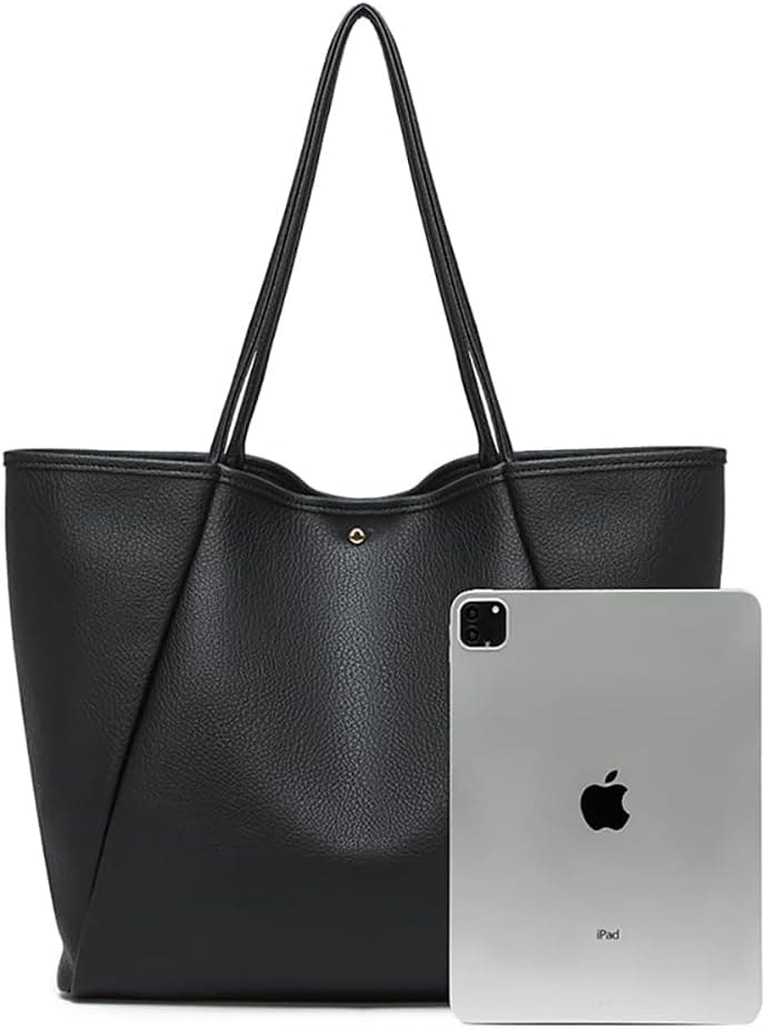 Dreubea Large Leather Tote Bag for Women - Big Work Bag, Spacious Minimalist Handbag, Tote Handbag for Office