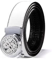 Dubulle Designer Ratchet Belt for Men Leather Fashion Adjustable Automatic Buckle Sliding Removable Dress Casual