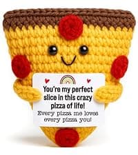 Romantic Gift For Couple Boyfriend Girlfriend Cute Handmade Crochet Pizza For Anniversary Valentine’s Day Love Gifts For Husband Wife Partner Small Birthday Gift Idea for Couples Pizza Decor