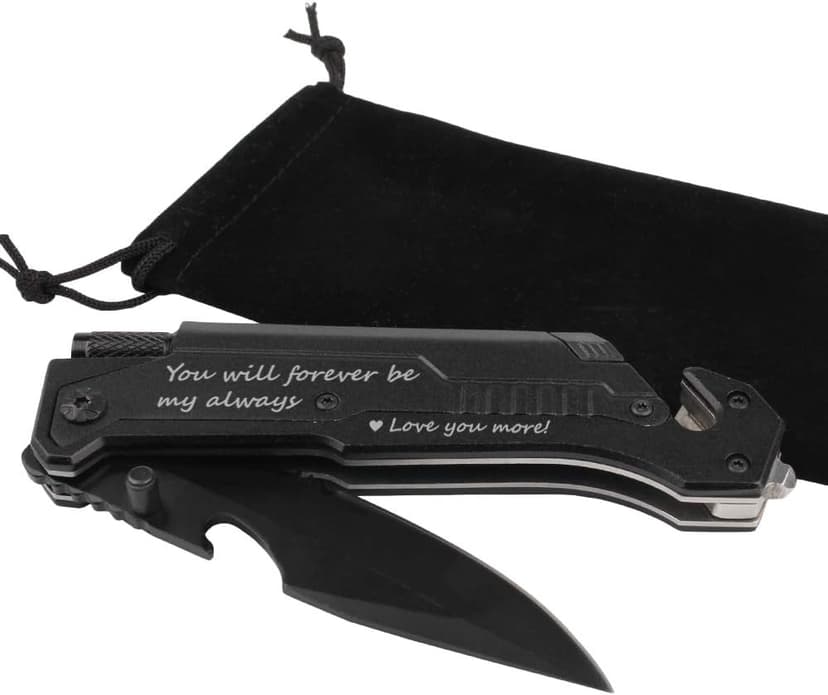 Husband Birthday Present, Pocket Knife with 6 Functions, LED Light,Fire Starter,Bottle Opener,Seat Belt Cutter,Glass Breaker, Anniversary Present for Men, Boyfriend, Father's Day