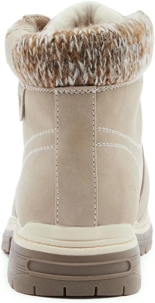 ANJOUFEMME Casual Winter Hiking Boots For Women - Womens Outdoor Snow Ankle Boots Waterproof Lightweight Lace up Fur Lined Walking Hiking Shoes