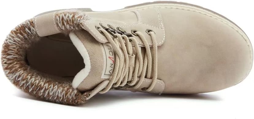 ANJOUFEMME Casual Winter Hiking Boots For Women - Womens Outdoor Snow Ankle Boots Waterproof Lightweight Lace up Fur Lined Walking Hiking Shoes