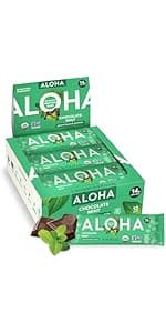 ALOHA Organic Plant Based Protein Bars |Peanut Butter Chocolate Chip | 1.98 Oz (Pack of 12) | Vegan, Low Sugar, Gluten Free, Paleo, Low Carb, Non-GMO, Stevia Free, Soy Free, No Sugar Alcohols