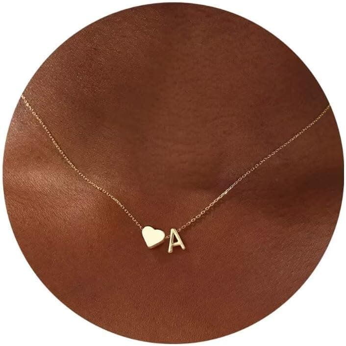 Turandoss Gold Heart Initial Necklace for Women Teen Girls - 18K Gold Plated Letter A-Z Pendant Necklace Dainty Heart Necklaces Tiny Initial Necklaces Birthday Gifts for Women Jewelry