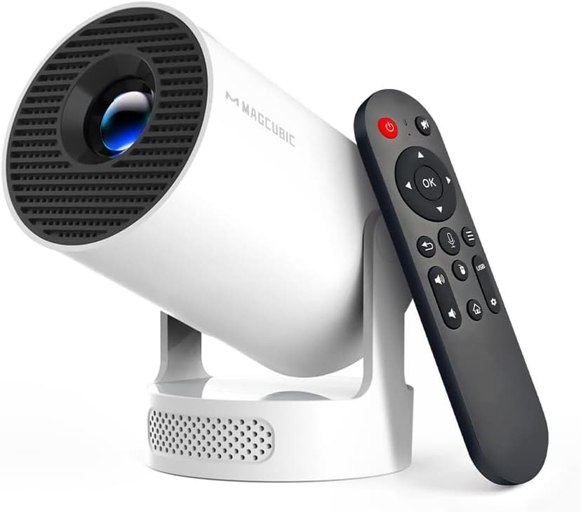 Mini Projector 4K support with WiFi 6 and Bluetooth 5.4, 5w Soundbase Speaker, Auto Vertical Keystone 180°Rotatable Portable Proyector for Home Bedroom Outdoor HY300Pro+