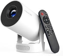 Mini Projector 4K support with WiFi 6 and Bluetooth 5.4, 5w Soundbase Speaker, Auto Vertical Keystone 180°Rotatable Portable Proyector for Home Bedroom Outdoor HY300Pro+