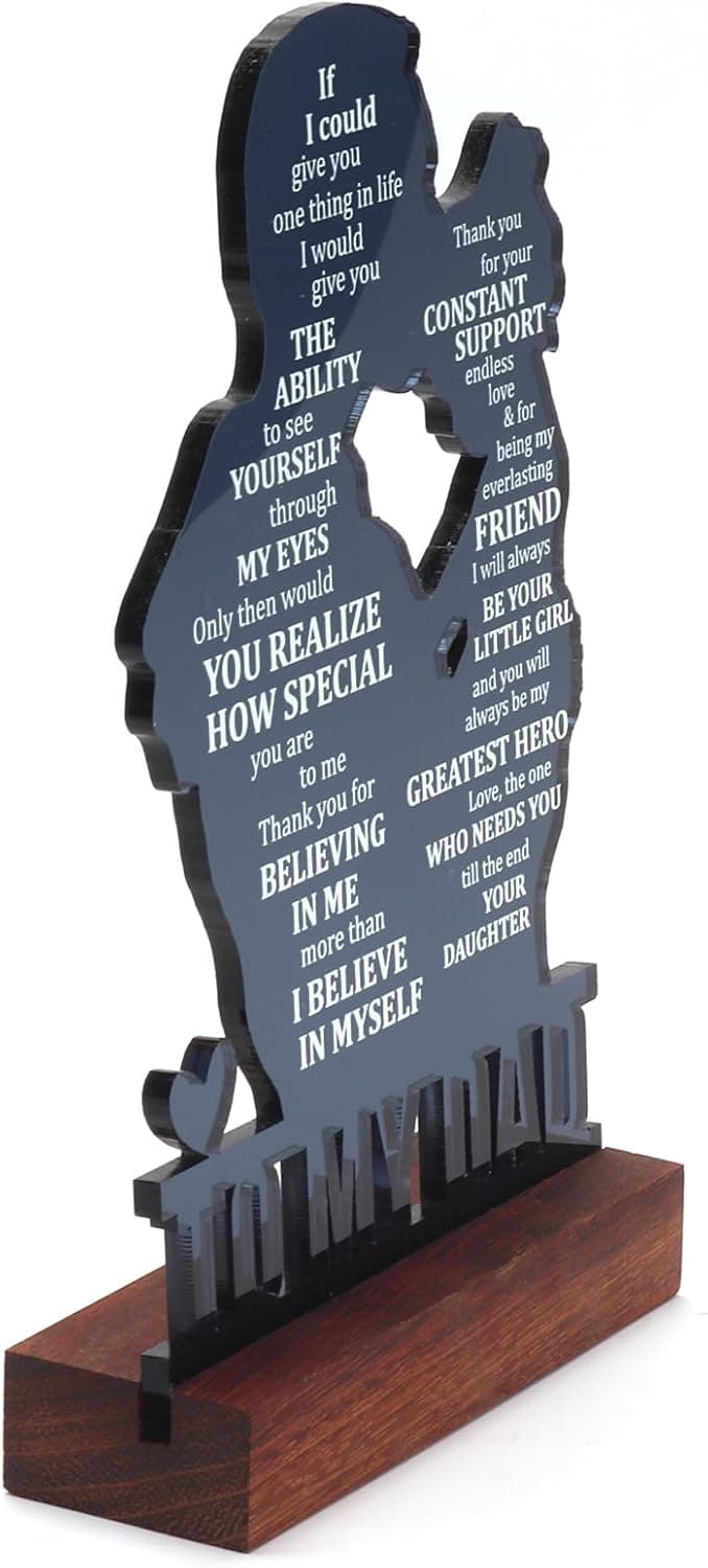 Dad Gifts from Daughter - Meaningful Fathers Day, Birthday, Christmas Sentimental Present for Father, Step Bonus Dad Daddy Papa Pop Old Man Acrylic Keepsake Plaque for Desk Decor Office Home