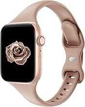 Thin Slim Band Compatible with Apple Watch 38mm 40mm 41mm 42mm 44mm 45mm 46mm 49mm, Replacement Silicone Sport Strap for iWatch Series 11/10/9/8/7/6/5/4/3/2/1 Ultra SE Women Men, Milk Tea
