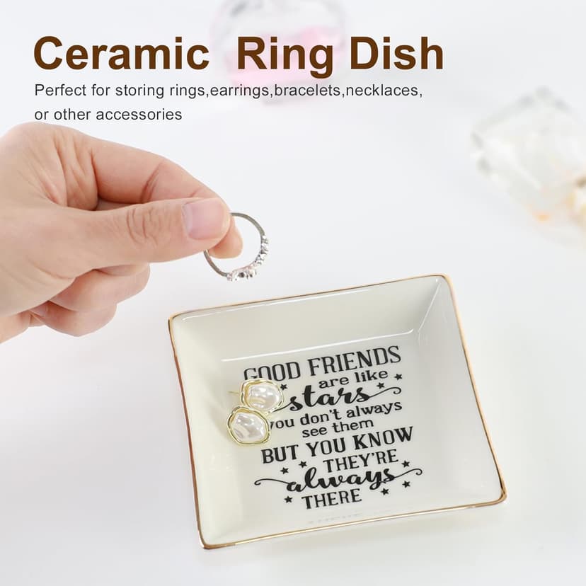 HOME SMILE Ceramic Ring Dish Jewelry Tray for Mom Sister Friends