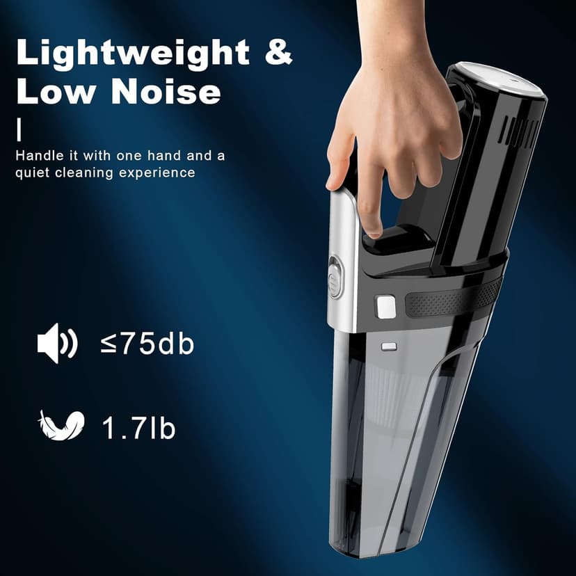 DRECELL Car Vacuum, Portable Vacuum Cleaner with Powerful 7000PA Suction, DC 12V Power 16.4Ft Cord Vacuum Cleaner, LED Light, 0.33L Capacity, Car Accessories for Men/Women