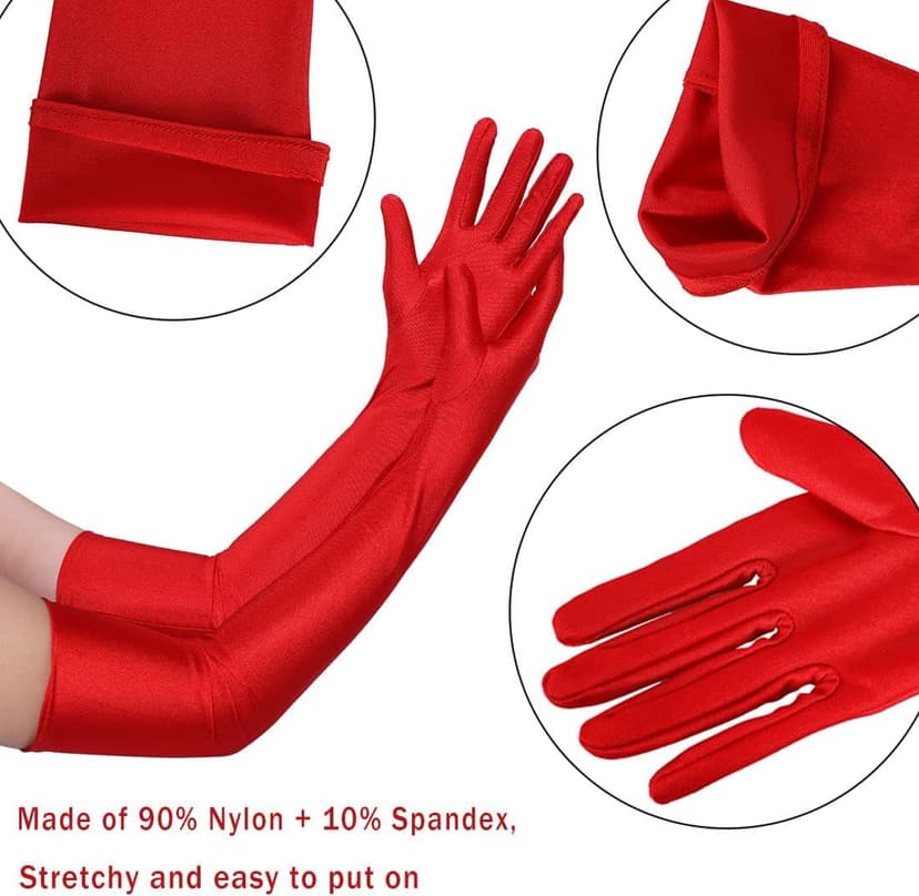 Lansian Long Opera Party Gloves for Women 1920s 20s Satin Gloves Costumes Elbow Length Bridal Evening Dress, 21 inches