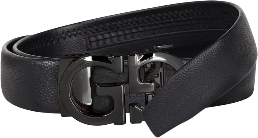 Aurolran Men&Womens Leather Dress Belt Business Automatic Buckle Belt Color-Black Silver Gold