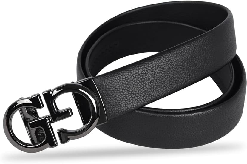 Aurolran Men&Womens Leather Dress Belt Business Automatic Buckle Belt Color-Black Silver Gold