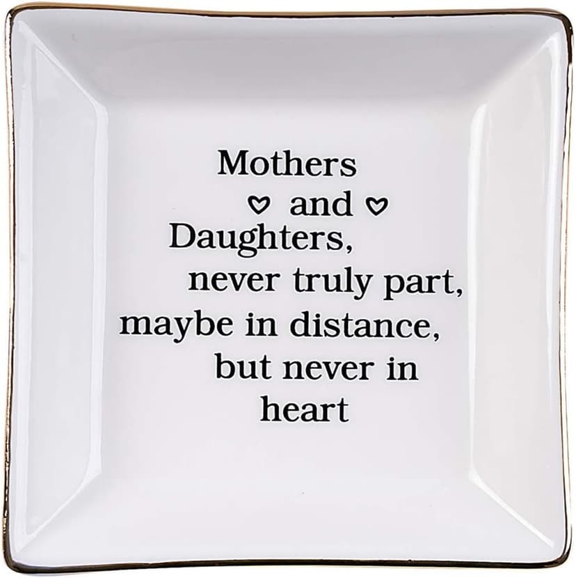 Ueerdand Gift for Mom from Daughter, Mother's Day, Christmas, Thanksgiving, Birthday Gift for Mother and Daughter Ceramic Ring Dish Decorative Jewelry Tray