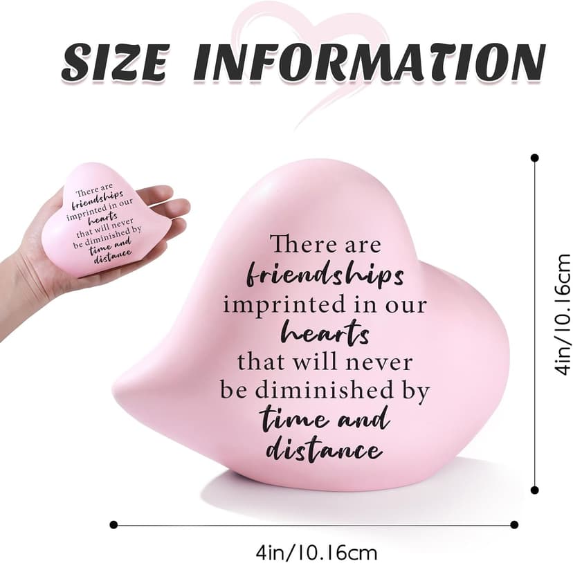 Friend Gifts for Women Birthday Unique - Friendships Imprinted in Our Hearts Never Be Diminished by Time and Distance- 4"x4" Ceramic Heart Decor, Gift for Friends Female Christmas