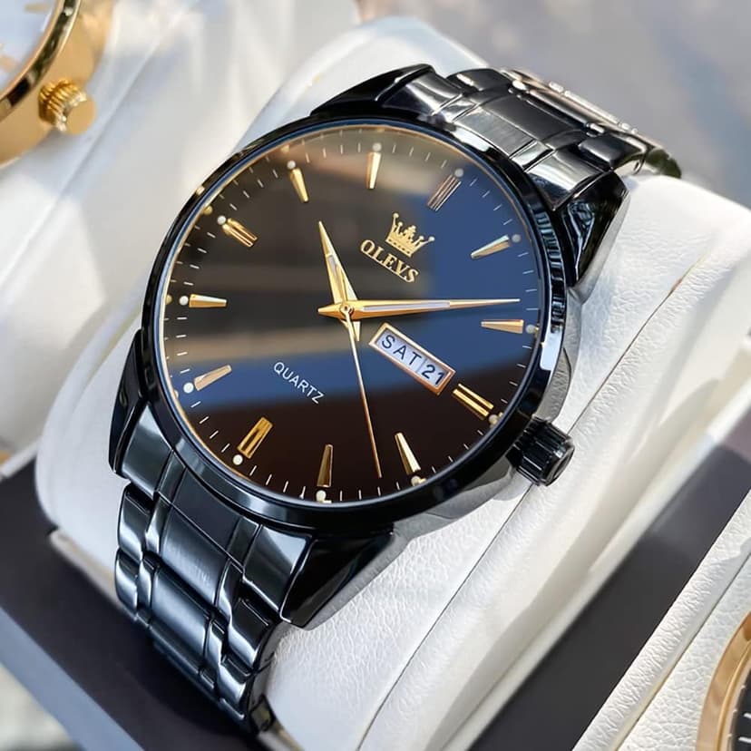 OLEVS Mens Gold Watches Waterproof Stainless Steel Lightweight Watch with Date Classic Luxury Dress Watch for Men Gold White Blue Green Dial