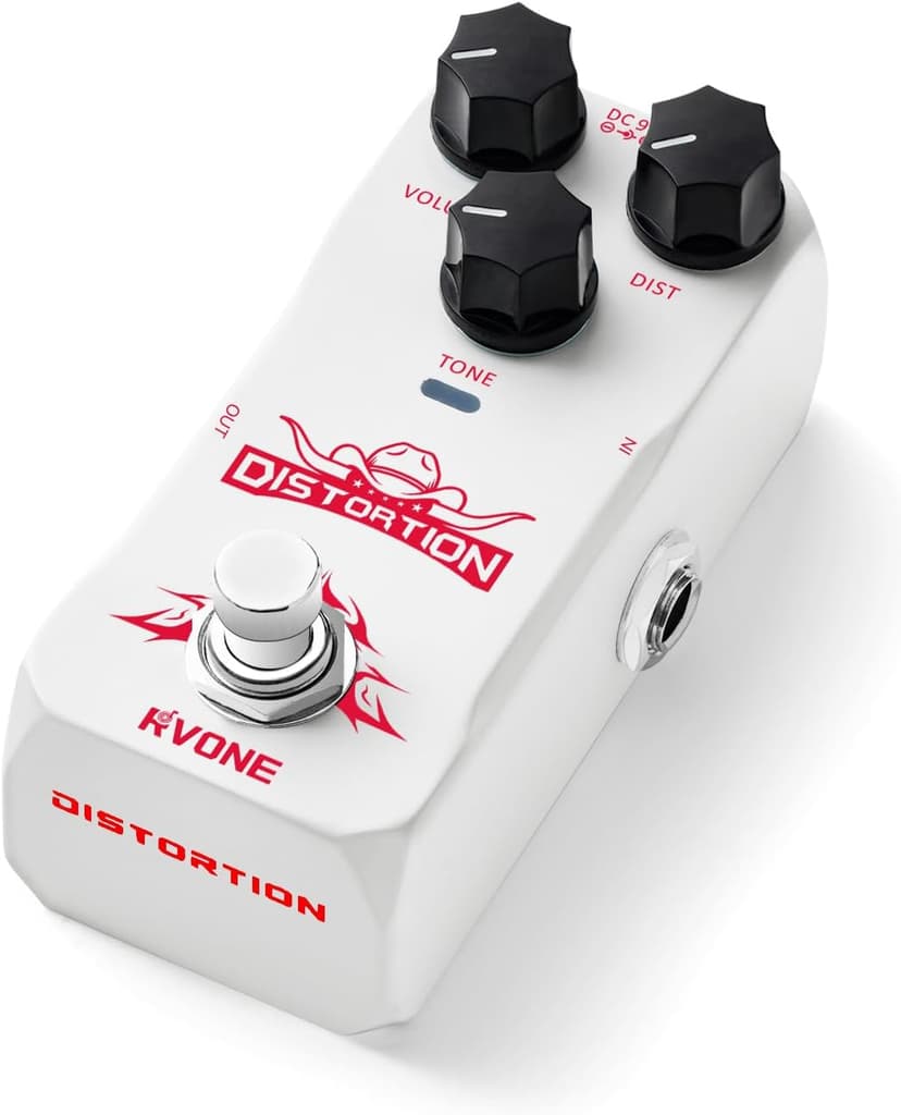 RVONE High Gain Distortion Pedal for Electric Guitar, Aluminum Guitar Pedal, Analog Guitar Effects Pedal for Compact Stage & Studio Pedal, True Bypass