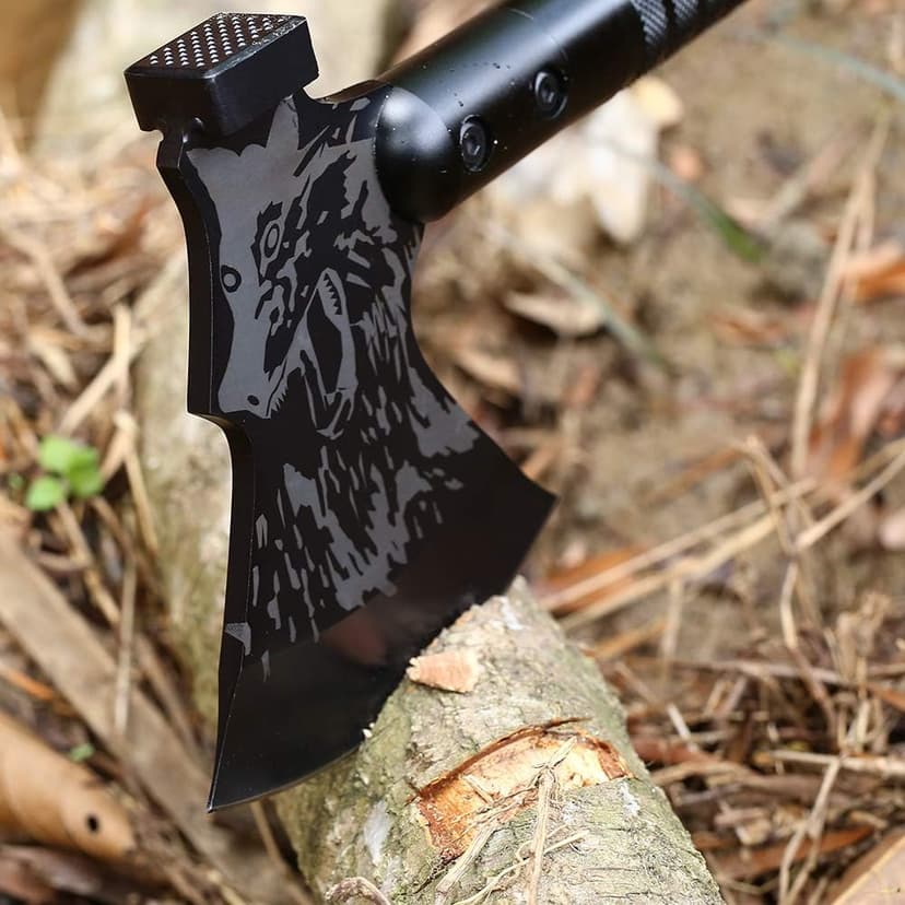 LIANTRAL Survival Camping Axe, Folding Tactical Axe Hatchet with Hammer, Nylon Sheath for Outdoor Adventures