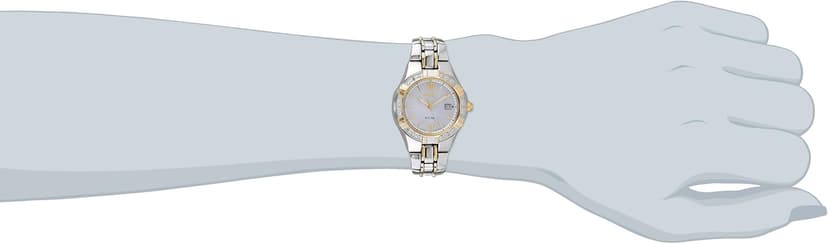 SEIKO Watch for Women - Diamond Collection - with 18 Diamond Accents, Solar Power, Mother-of-Pearl Dial, Two-Tone Rose Gold Stainless Steel Case & Bracelet, and Water-Resistant to 50m