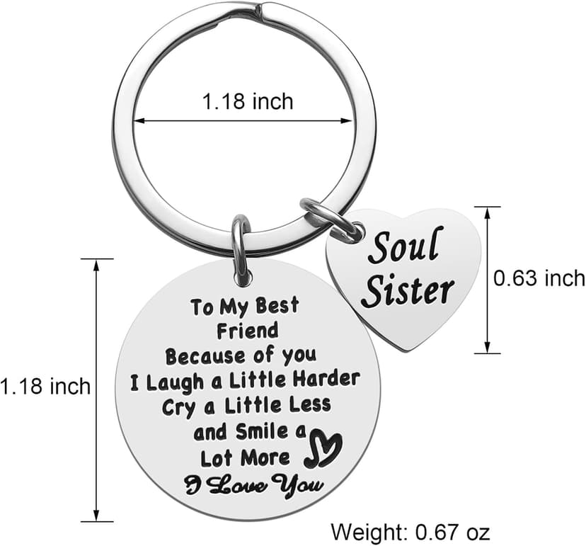 iJuqi Soul Sister Keychain Gift for Best Friends - Birthday and Christmas Gifts for Women