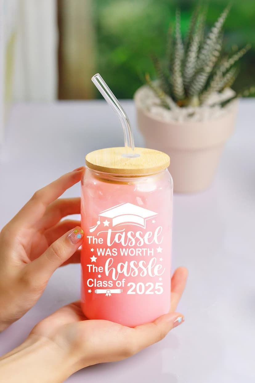 NewEleven Class Of 2025 Graduation Gifts For Her, Friends - Funny Master Degree, College Graduation Gifts From Friends And Family - 16 Oz Coffee Glass