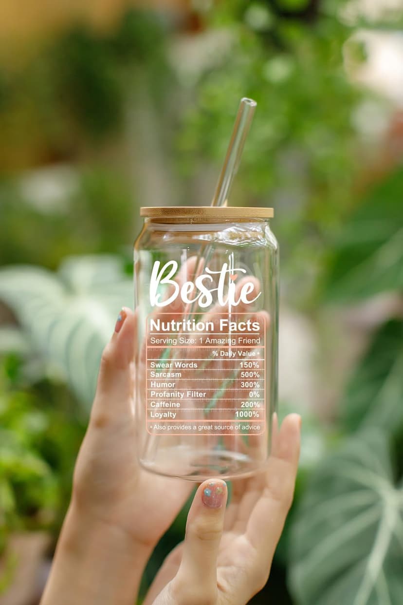 NewEleven Gift For Friends, Bestie - Birthday Gifts for Women Friendship - Unique Friendship Gifts For Women, Friend, Bestie, Bff, Soul Sister, Work Bestie - 16 Oz Coffee Glass