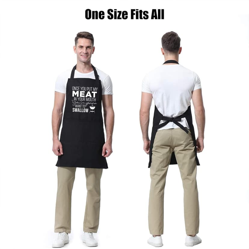Miracu Funny Cooking Aprons for Men Husband - Christmas, Santa, Birthday Funny Male Gifts for Mens Best Friend, Gifts for Male Friends Guy Boyfriend Chef Man Him - Grilling Grill BBQ Apron w/Pockets