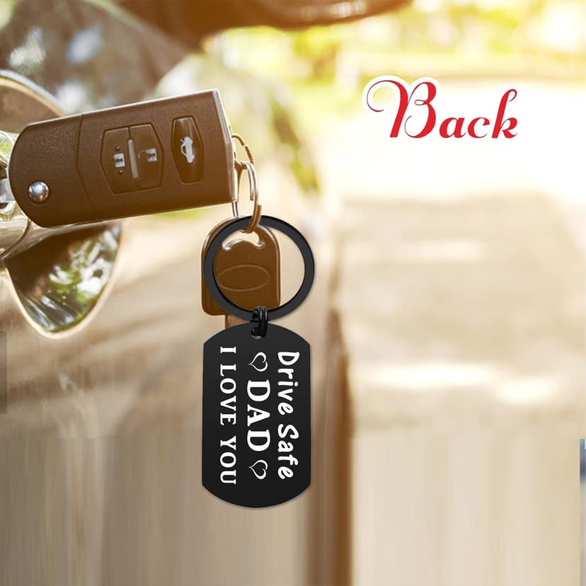 ENGZHI Drive Safe Dad Keychain - I Love You Gifts from Daughter Son, Daddy Birthday Gift Ideas Fathers Day Chirstmas for Men