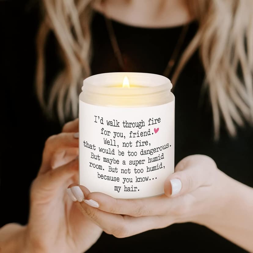 Niyewsor Best Friends Birthday Gifts for Women, Funny Scented Candles for Women, Friendship Gifts for Friends Female, I'd Walk Through Fire for You Friend Candle, Handmade, 7oz